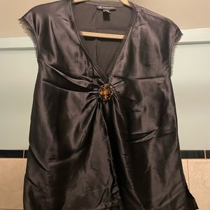 One of a kind silk vintage top with brooch
